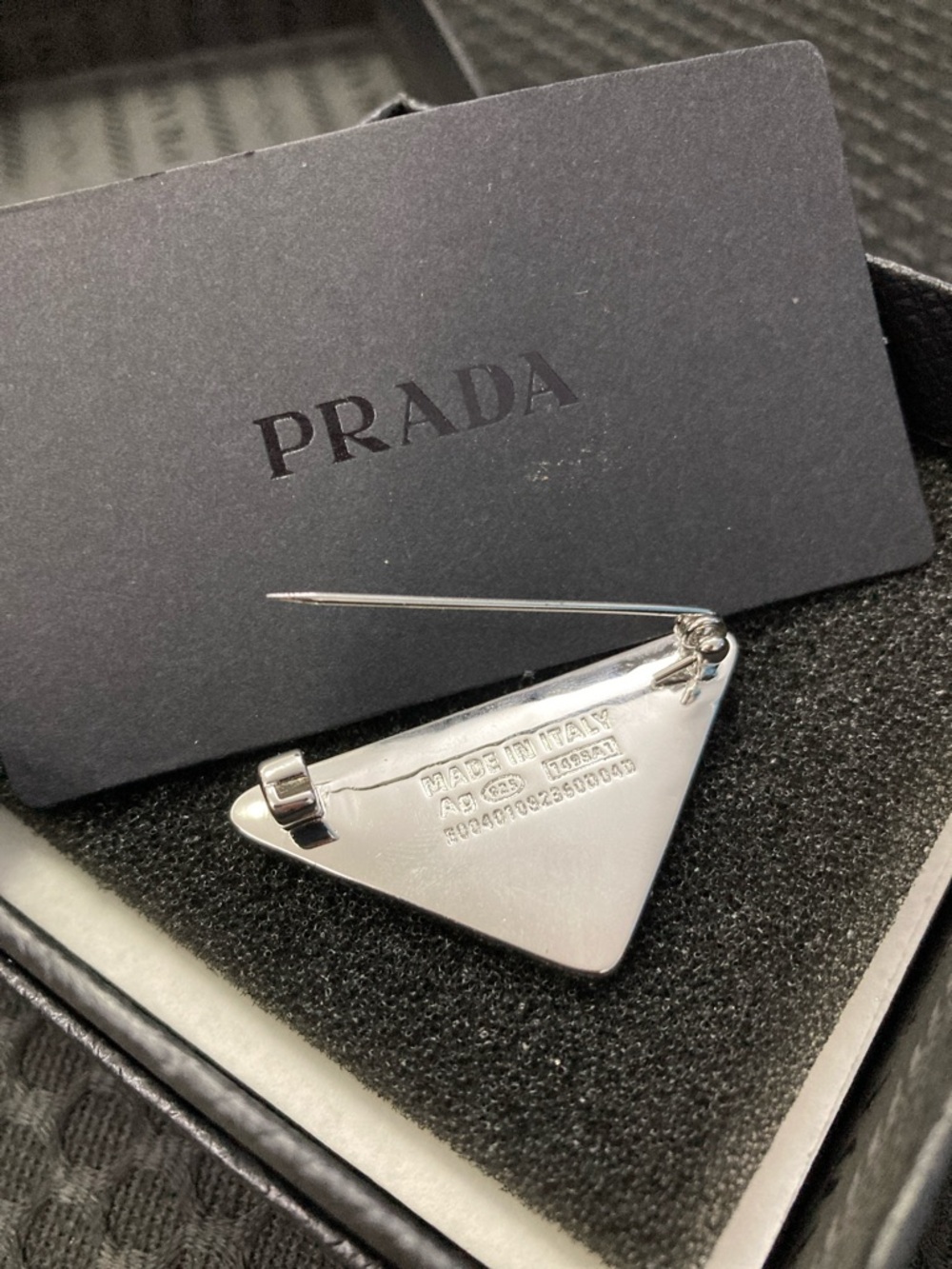 Authentic Prada White Triangle Logo Cuff Link with Black Trim - Picture 4 of 4